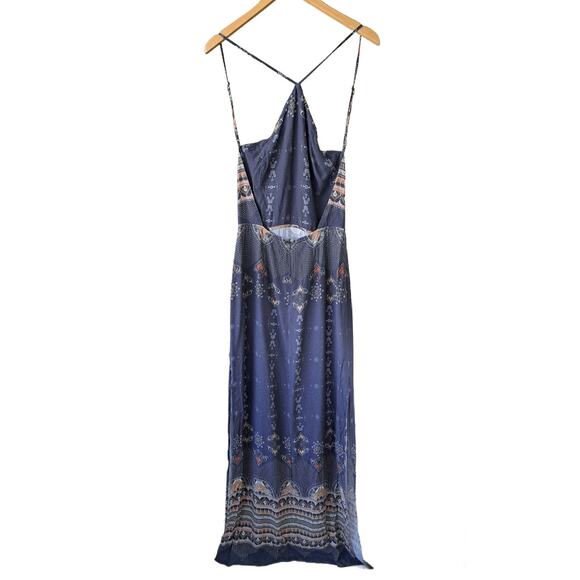 FARM RIO Halter Open Back Maxi Dress Size Large (runs small) Washed Indigo - Picture 11 of 12